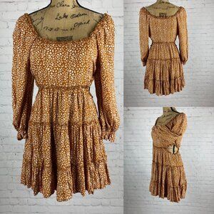 Altar’d State Rust Pattern Multi Tier Side Cutouts Mini Dress